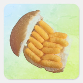 Käse Puff Fun Stickers. Quadratischer Aufkleber