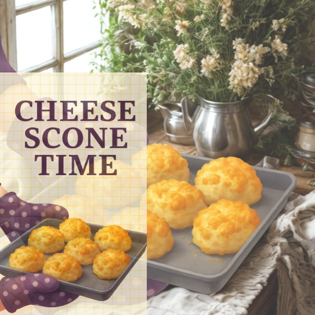 Käse-Scone-Zeit — Küchenhandtuch Geschirrtuch (Warm, golden cheese scones fresh from the oven—perfect cozy kitchen moments.)