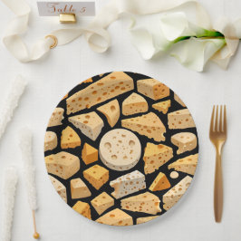 Käse Stücke mit natürlichen Löchern Süßes Muster Pappteller