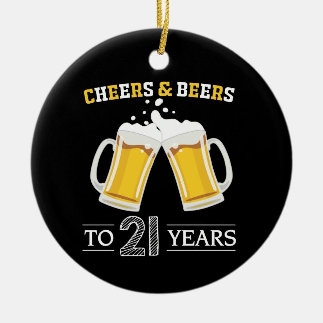 Käse und Bier bis 21 Jahre Keramik Ornament (Vorne)