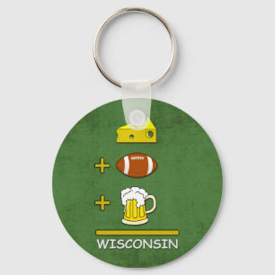 Käse und Fußball und Bier-Durchschnitte Wisconsi Schlüsselanhänger