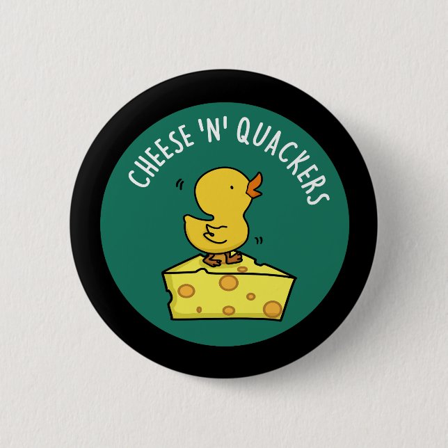 Käse und Hacker Funny Duck Pun Dark BG Button (Vorderseite)