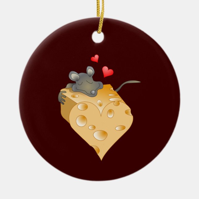 Käse und Maus Keramik Ornament (Vorne)