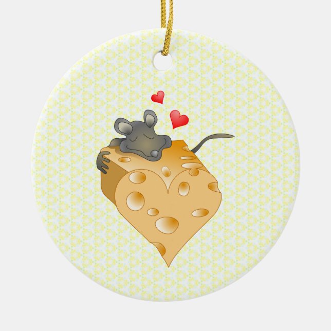 Käse und Maus Keramik Ornament (Vorne)
