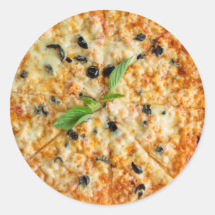Käse-und Oliven-Pizza-Aufkleber Runder Aufkleber