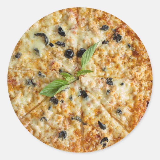 Käse- und Olivenpizzaaufkleber Runder Aufkleber (Vorderseite)