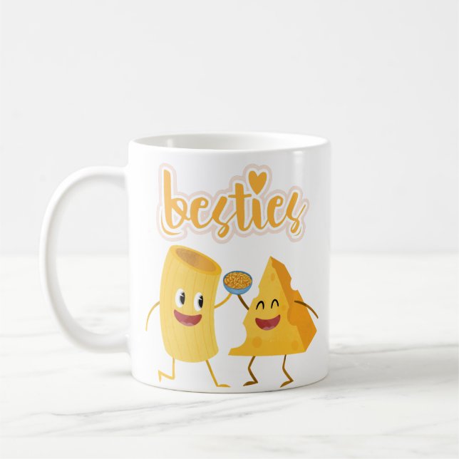 Käse und Pasta Besties Funny Mug Kaffeetasse (Links)