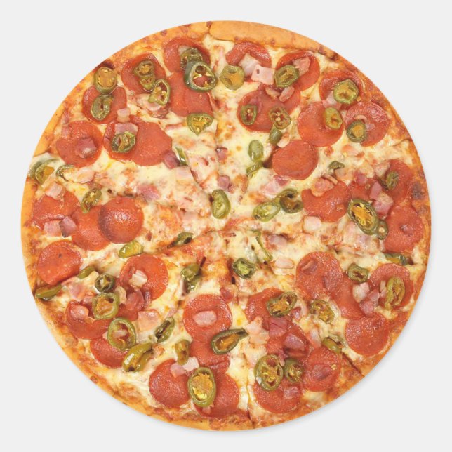 Käse und Pizza-Aufkleber Pepperoni Runder Aufkleber (Vorderseite)