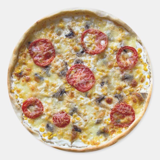 Käse und Pizzaaufkleber für Tomaten Runder Aufkleber (Vorderseite)