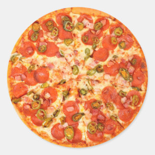 Käse und Pizzaaufkleber Pepperoni Runder Aufkleber