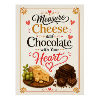 Käse und Schokolade mit dem Herzen messen
