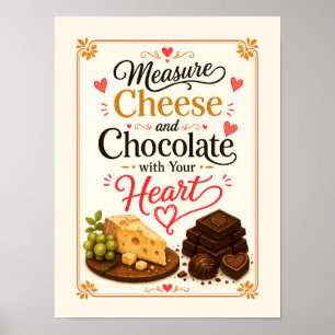 Käse und Schokolade mit dem Herzen messen Poster