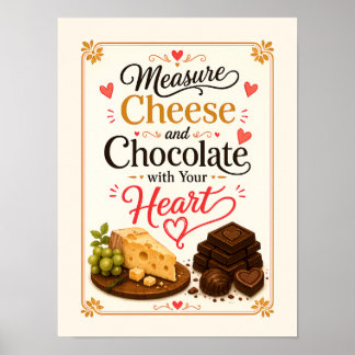 Käse und Schokolade mit dem Herzen messen Poster