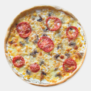 Käse-und Tomate-Pizza-Aufkleber Runder Aufkleber
