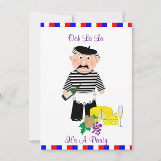 Käse und Wein Französisches Thema Spaß Party Einladung