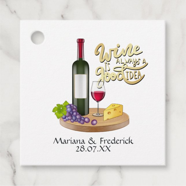 Käse und Weinprobe Geschenkanhänger (Vorderseite)