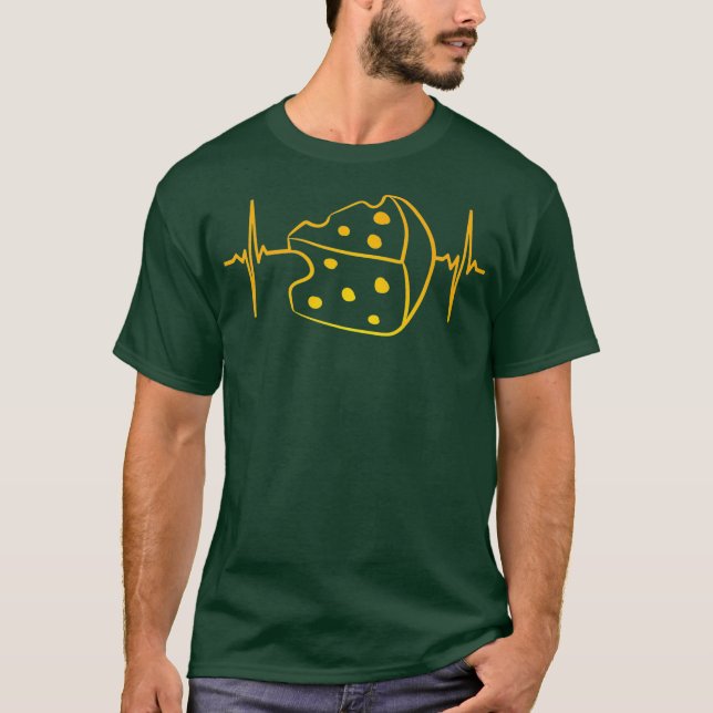 Käse Wedge Heartbeat Grilled Dairy Farm T-Shirt (Vorderseite)