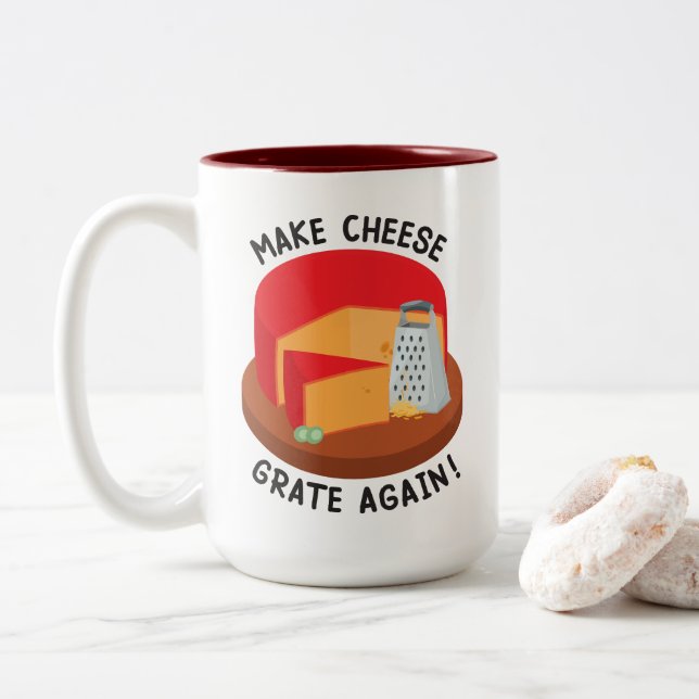 Käse wieder graten lassen zweifarbige tasse (Mit Donut)