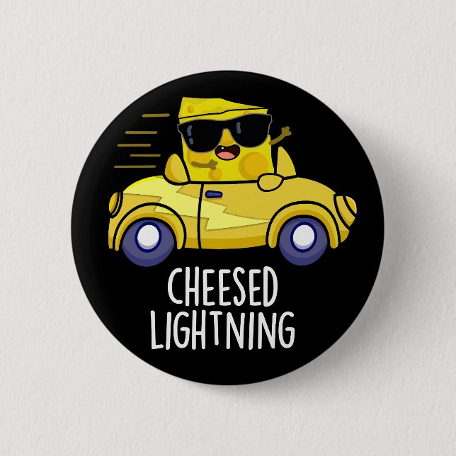 Käseblitz Funny Cheese Pun Dark BG Button (Vorderseite)