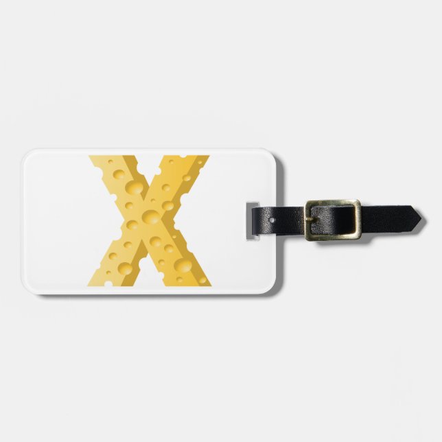 Käsebuchstabe X Typografie Gepäckanhänger (Vorderseite horizontal)
