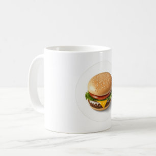 Käseburger in einem weißen Kreis Kaffeetasse