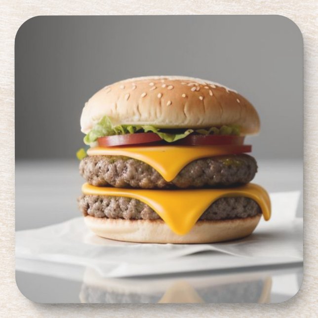 Käseburger in Sachen Getränkeuntersetzer (Vorderseite)