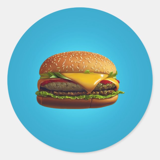 Käseburger Klassischer Rundaufkleber Runder Aufkleber (Vorderseite)