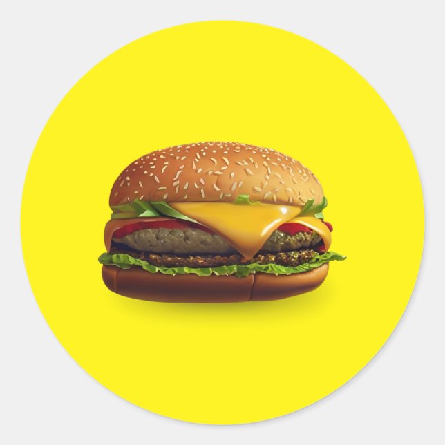 Käseburger Klassischer Rundaufkleber Runder Aufkleber (Vorderseite)