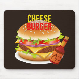 Käseburger mit Chili Sauce dunkle Mousepad