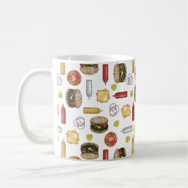 Käseburger-Zutaten - Tasse des Weißkaffees