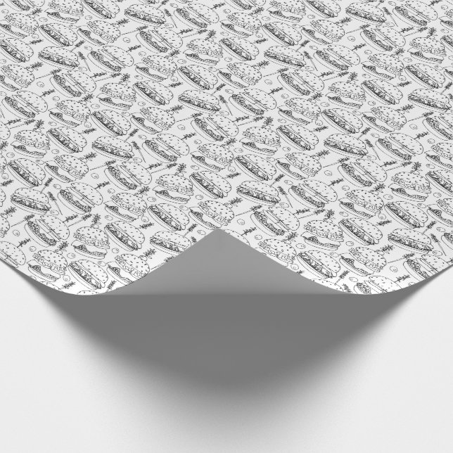Käseeburger Schwarz-Weiß Farbe Ihre eigene Geschenkpapier (Ecke)