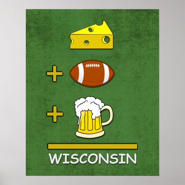 Käsefußball Beer Wisconsin Funny Mathe Poster (Vorne)
