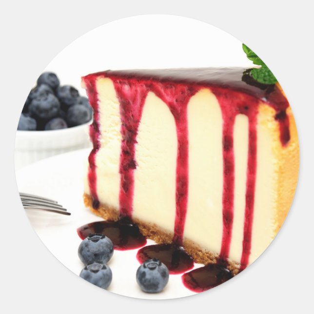 Käsekuchen und Blaubeeren Runder Aufkleber (Vorderseite)