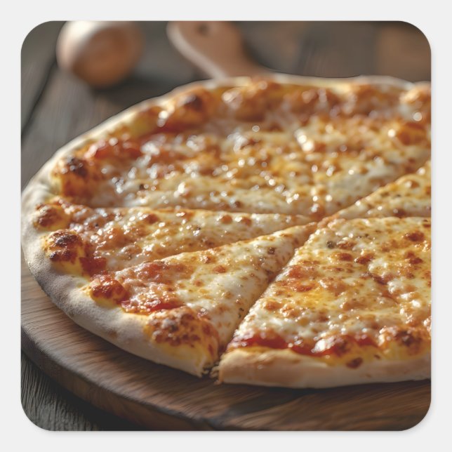 Käsepizza Quadratischer Aufkleber (Vorderseite)