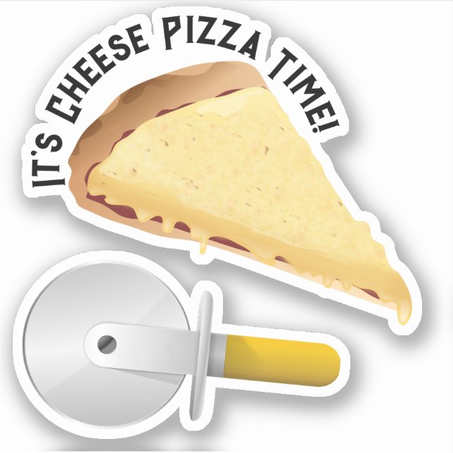 Käsepizza und Pizza Cutter Aufkleber (Vorderseite)