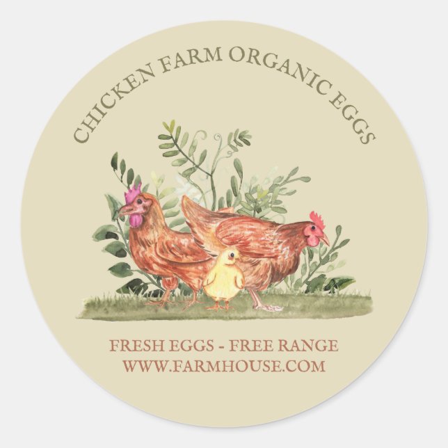 Käserei "Sage Cream Chicken Farm" Frische Eier Runder Aufkleber (Vorderseite)