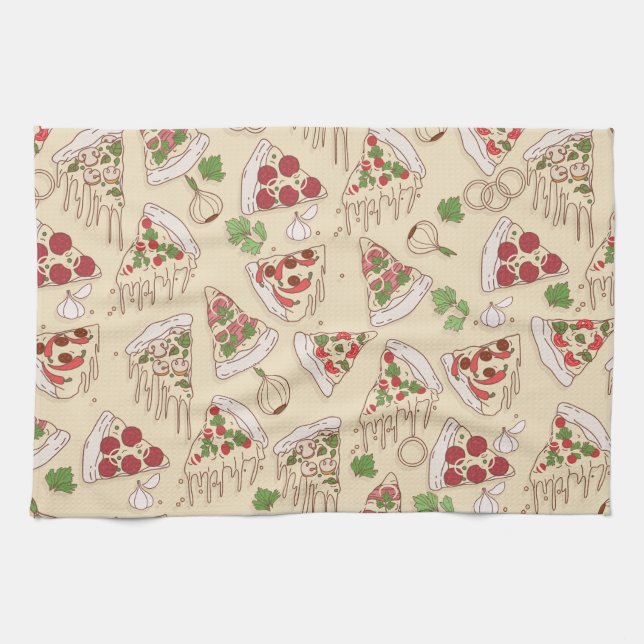 Käsespezifisches Pizza-Muster Geschirrtuch (Horizontal)