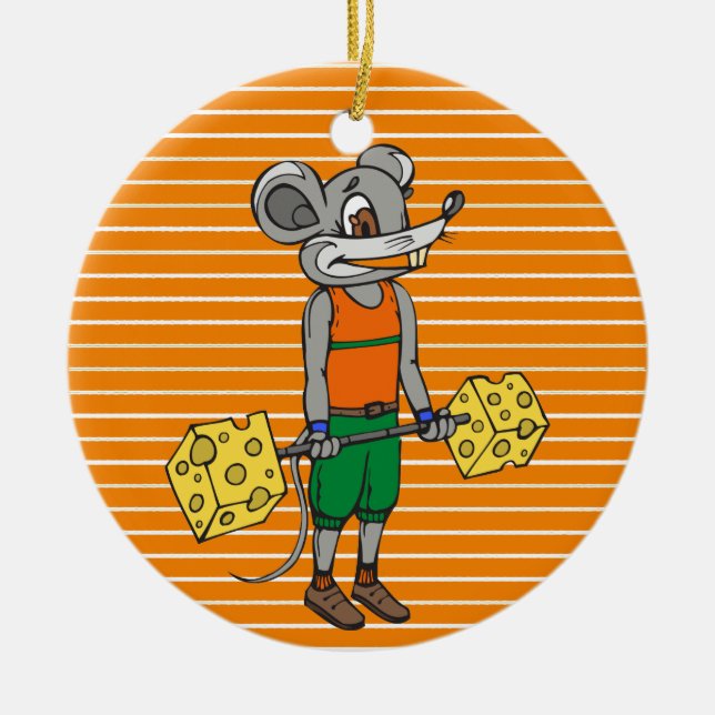 Käseweightlifting-Maus Keramik Ornament (Vorne)