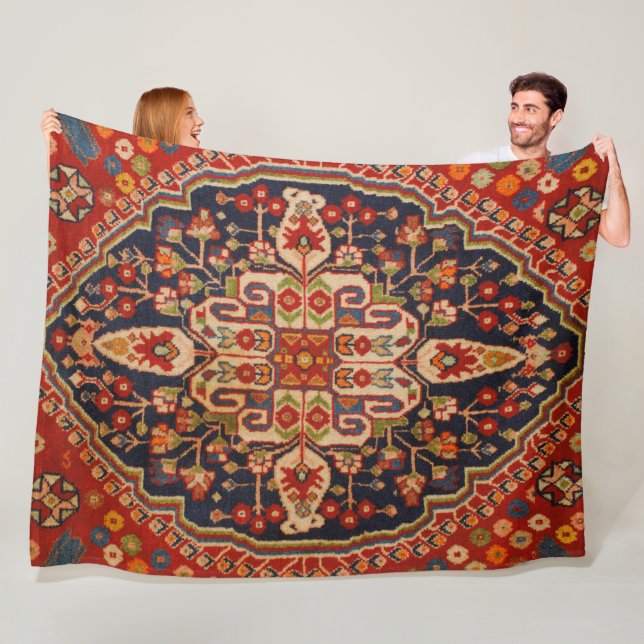 Kashan Poshti Central Persian Rug Print Fleecedecke (Beispiel)