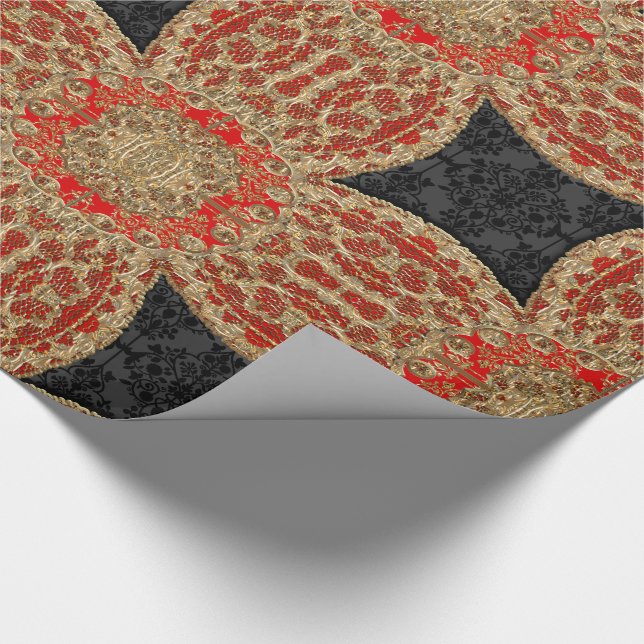 Kashmid Scharlach Geschenkpapier (Ecke)