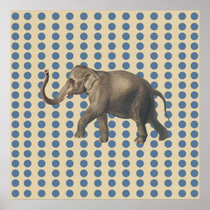 Kashmir Blue Spice Moods Punkte mit Elefant Poster