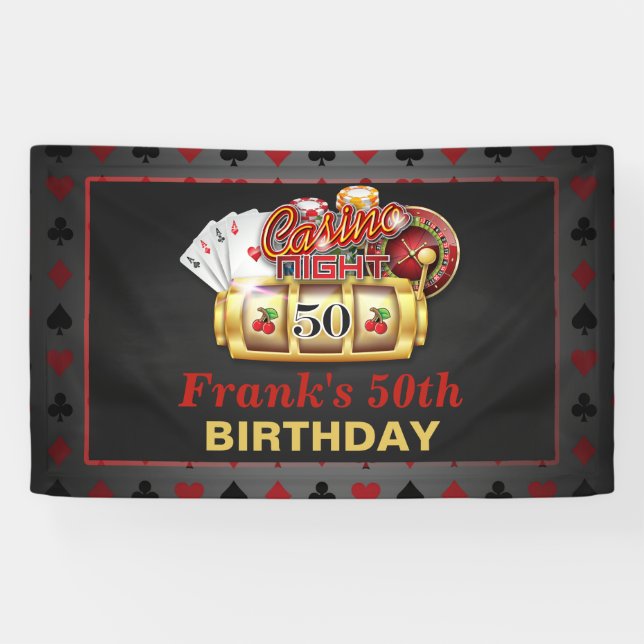 Kasino-Geburtstags-Fahne - 50. Geburtstag Banner (Horizontal)
