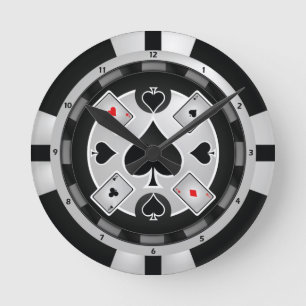 Kasino-Poker-Chip-Wand-Uhr Runde Wanduhr