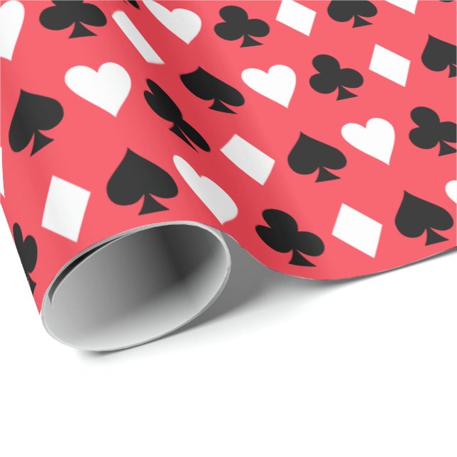Kasino-Poker-Spielkarte-Symbol-Muster Geschenkpapier (Rolleneckpunkt)