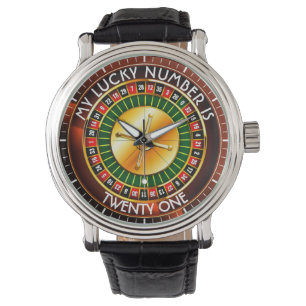 Kasino-Roulette-Rad mit Ihrer Glückszahl Armbanduhr