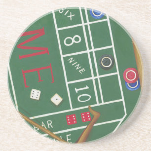 Kasino scheißt Tabelle mit Chips und Würfeln Untersetzer