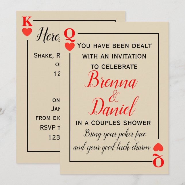 Kasino-Thema Einladung (Vorne/Hinten)