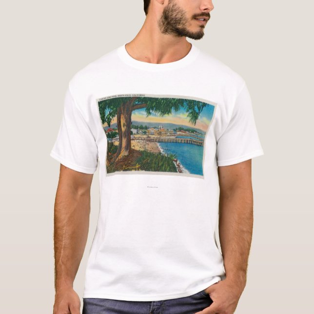 Kasino und Pier, Sankt CruzSanta Cruz, CA T-Shirt (Vorderseite)