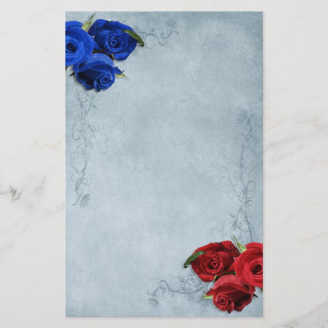 Kaskade Blau Rot und Blau Rose Briefpapier (Vorderseite)