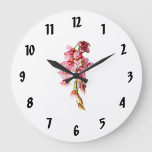 Kaskade der rosa Orchideen Große Wanduhr